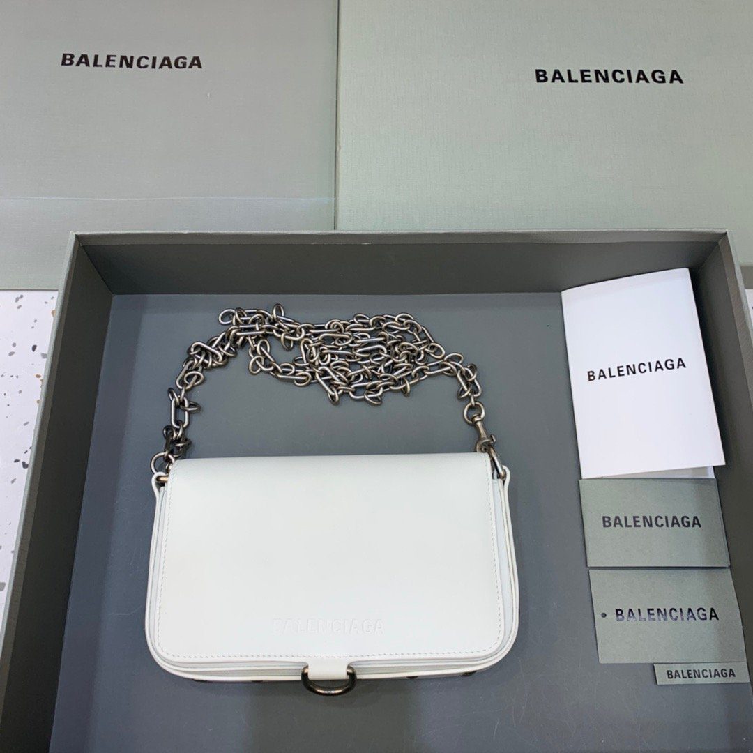 BALENCIAGA Bondage Wallet With Chain White, For Women, Women’s Bags 8in/20cm