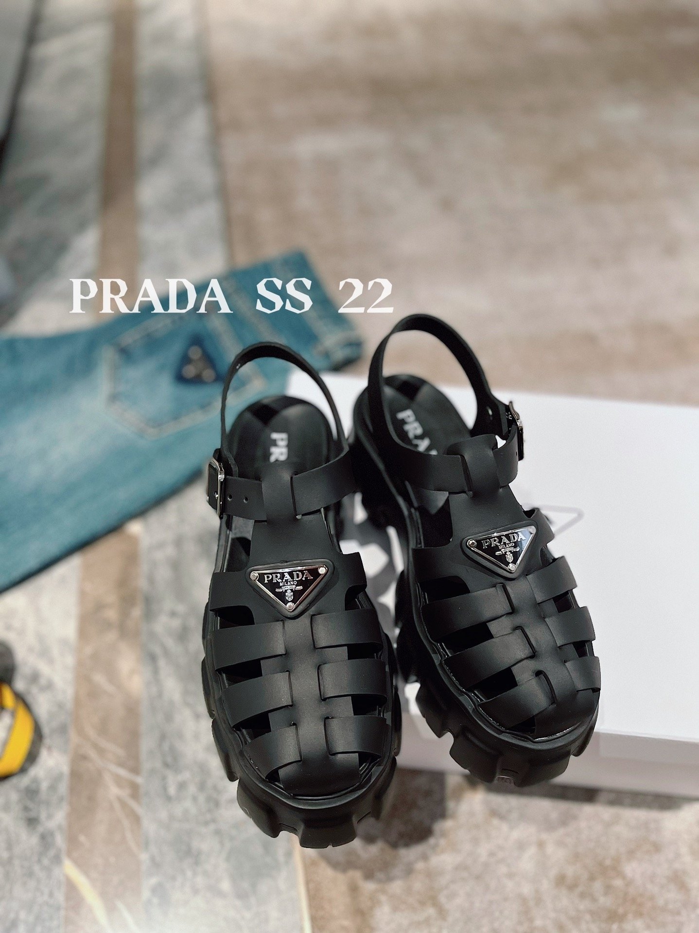 Prada Foam Rubber Sandals Black For Women 2.2in/55mm Prada 1X853M_3LKK_F0002_F_055