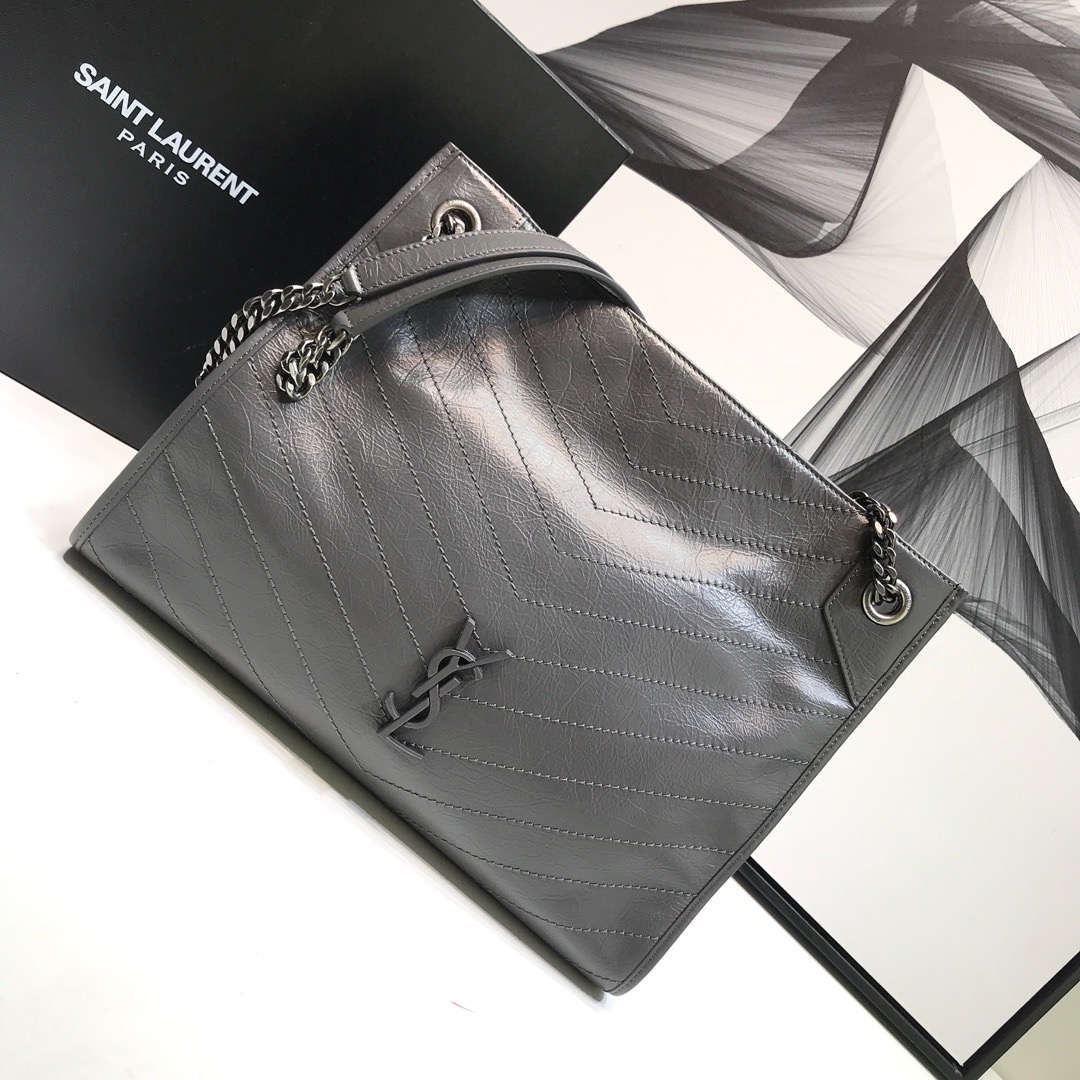 Yves Saint Laurent Niki Medium Shopping Bag Gray For Women 12.6in/32cm YSL 577999