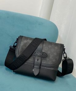 Louis Vuitton Saumur Messenger Monogram Eclipse Canvas For Men, Men’s Bags, Shoulder And Crossbody Bags 11.8in/30cm LV M45911