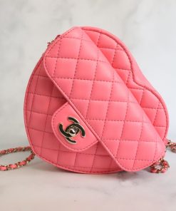 Chanel Mini Heart Bag Coral Pink For Women 7in/18cm AS3191 B07958 NH621
