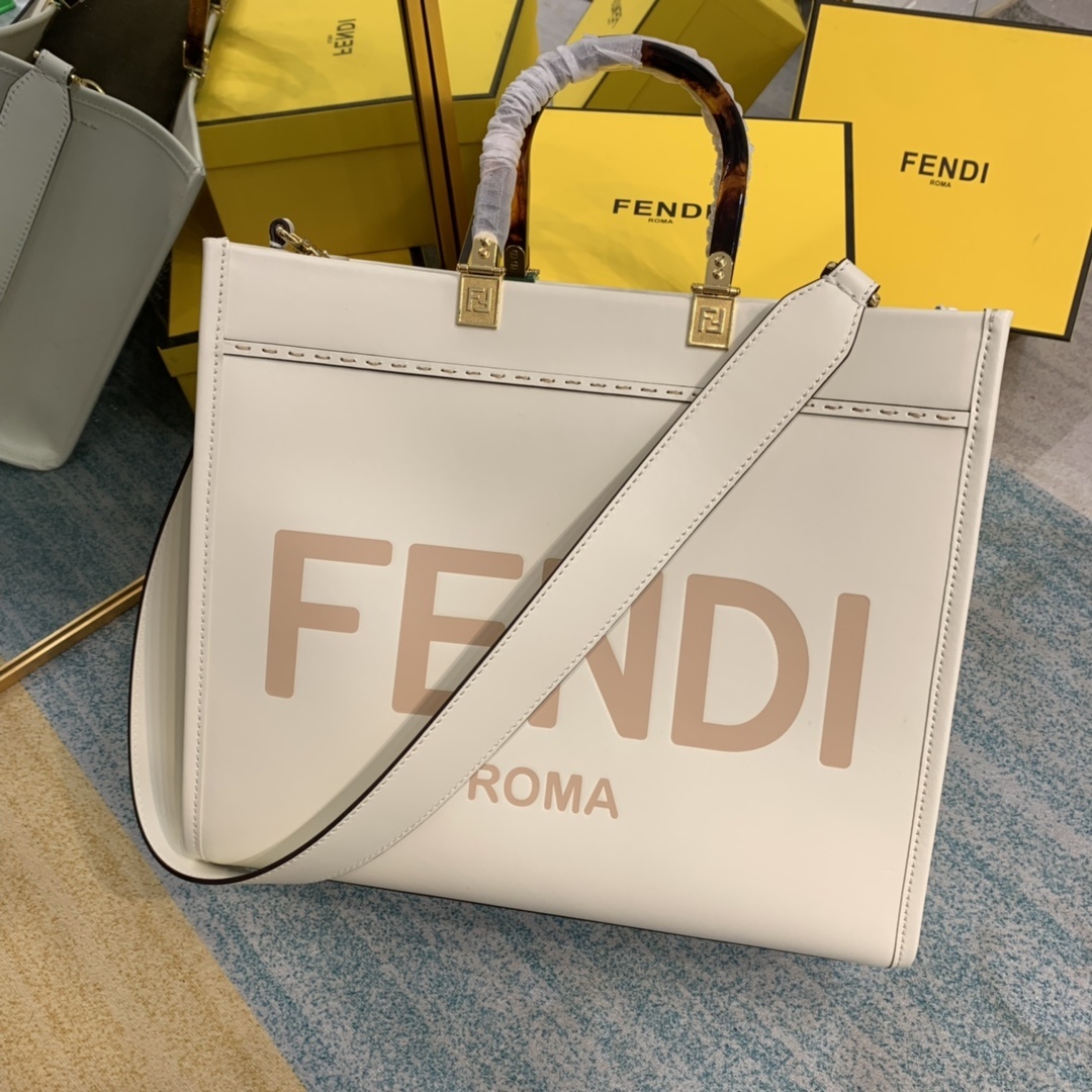 Fendi Sunshine Handle Bag White For Women, Women’s Handbags, Shoulder And Crossbody Bags 14.2in/36cm FF 8BH386ABVLF0K7E