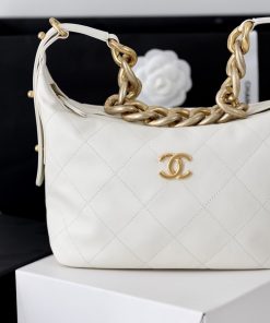 Chanel Medium Hobo Bag White For Women 11in/28cm