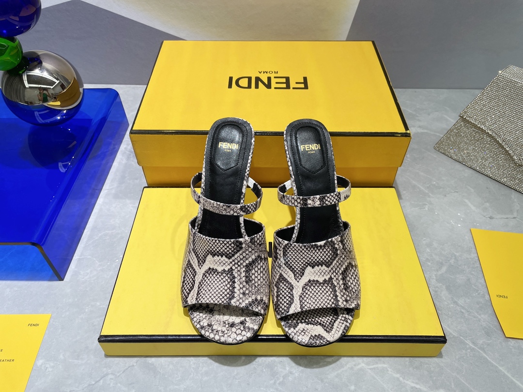 Fendi First Brown Python High-Heeled Sandals For Women 8R8212AAEBF0RR7