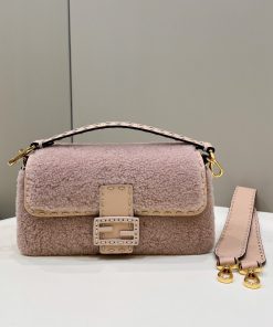 Fendi Baguette Pink Sheepskin Bag For Woman 27cm/10.5in 8BR600AH96F1F7N