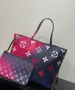 Louis Vuitton Neverfull MM Tote Bag Monogram Canvas Midnight Fuchsia For Women, Women’s Handbags, Shoulder Bags 12.2in/31cm LV M20511