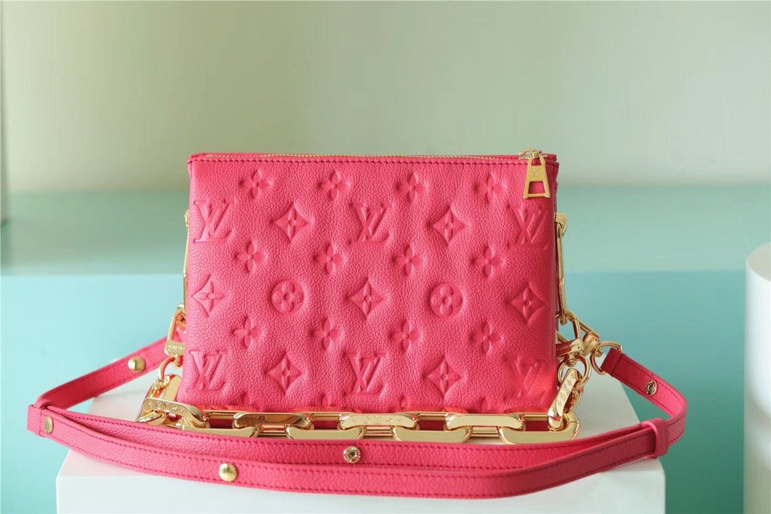 Louis Vuitton Coussin BB Grain Fluo Pink For Women, Women’s Bags, Shoulder And Crossbody Bags 8.3in/21cm LV M20750