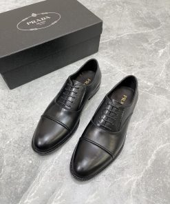 Prada Brushed Oxford Shoes Black For Men 1in/25mm Prada