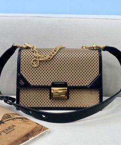 Fendi Medium Kan U Black and Brown Bag For Woman 25cm/10in