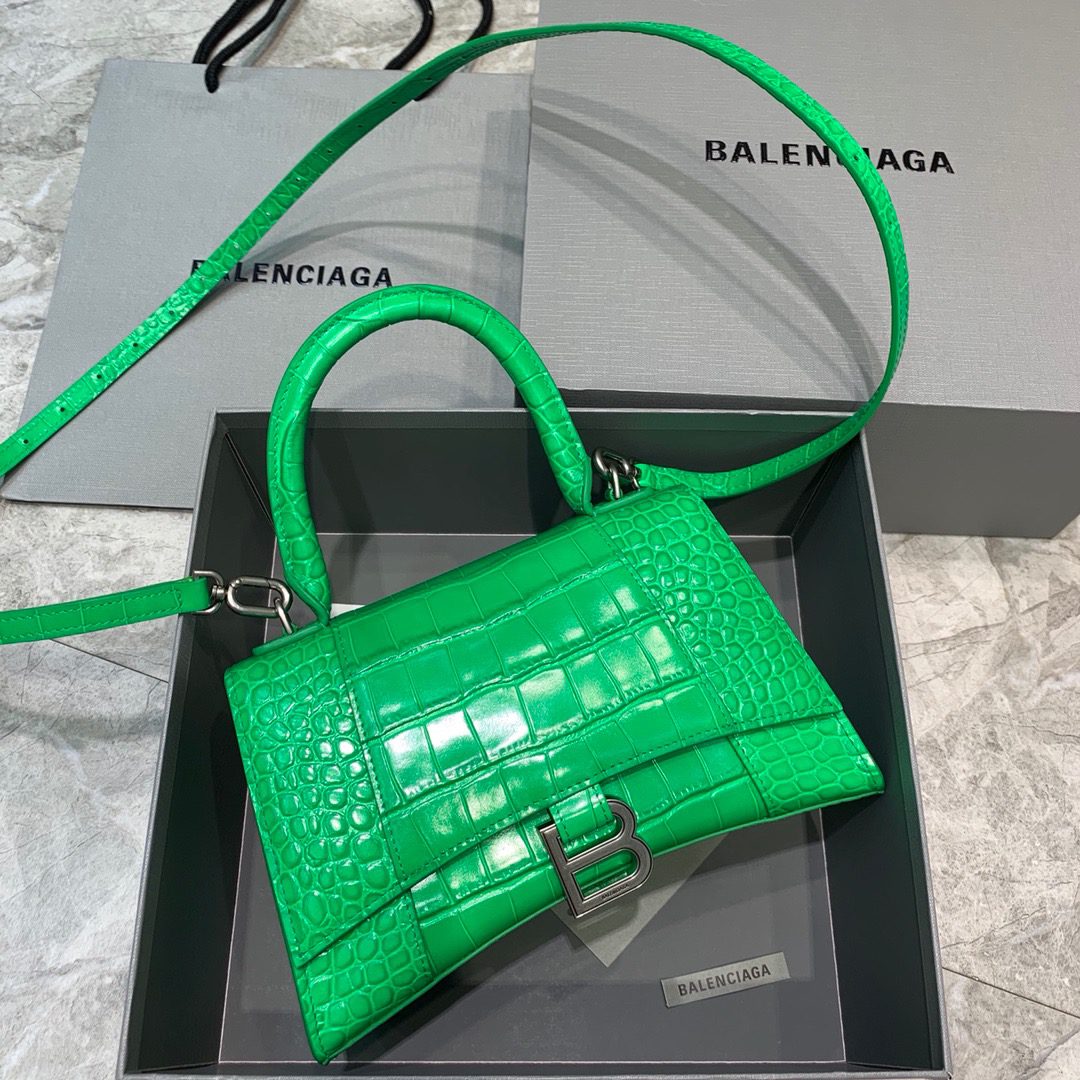 BALENCIAGA Hourglass Small Handbag In Green, For Women, Women’s Bags 9in/23cm