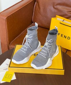 Fendi High Top Sneakers White Grey For Men
