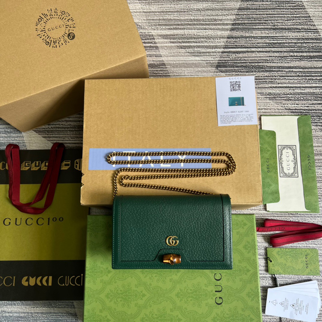 Gucci Diana Mini Bag With Bamboo Green For Women, Women’s Bags 7.5in/19cm Gucci ‎696817 DJ20T 3120