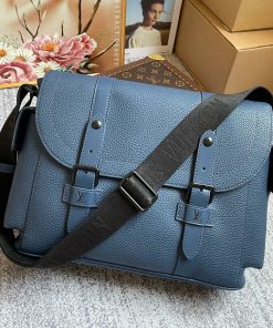 Louis Vuitton Christopher Messenger Taurillon Blue For Men, Men’s Bags, Shoulder And Crossbody Bags 11.4in/29cm LV M58475