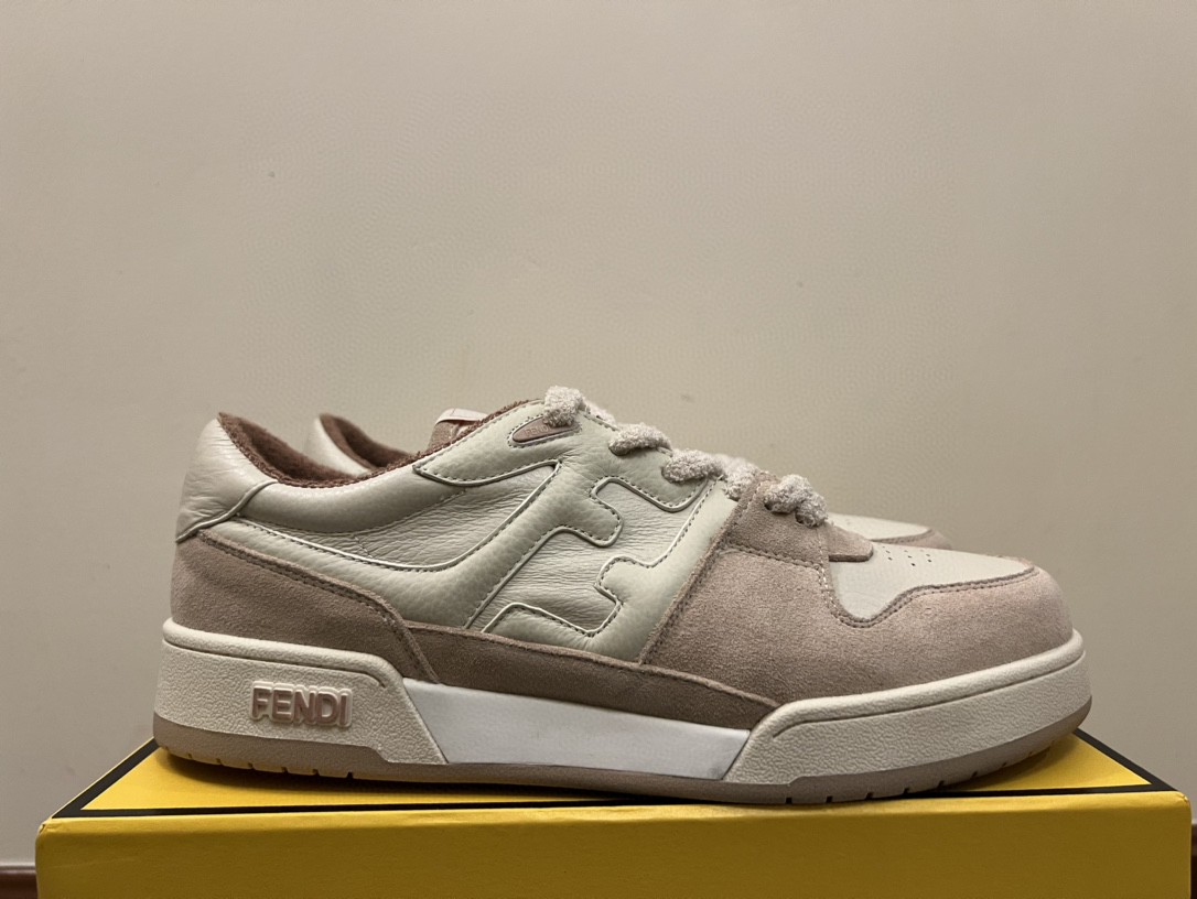 Fendi Match Low Tops Sneakers Beige/Brown For Men 7E1493