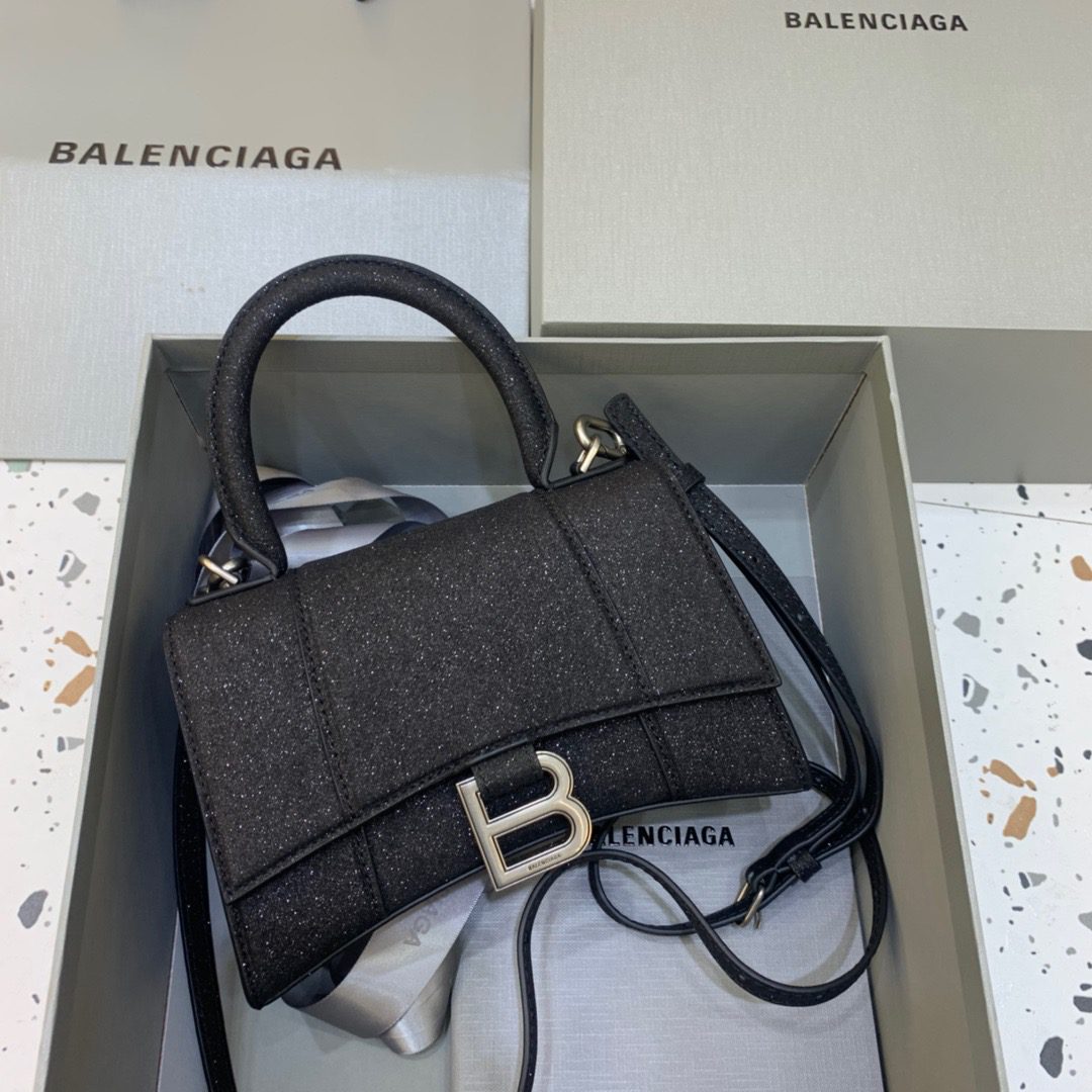 BALENCIAGA Hourglass XS Handbag In Black, For Women, Women’s Bags 7.4in/19cm 5928332102G1000