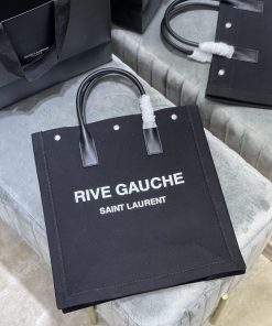 Yves Saint Laurent Rive Gauche North/South Tote Bag In Printed Linen For Women 15.3in/39cm YSL 63253996N9E1070