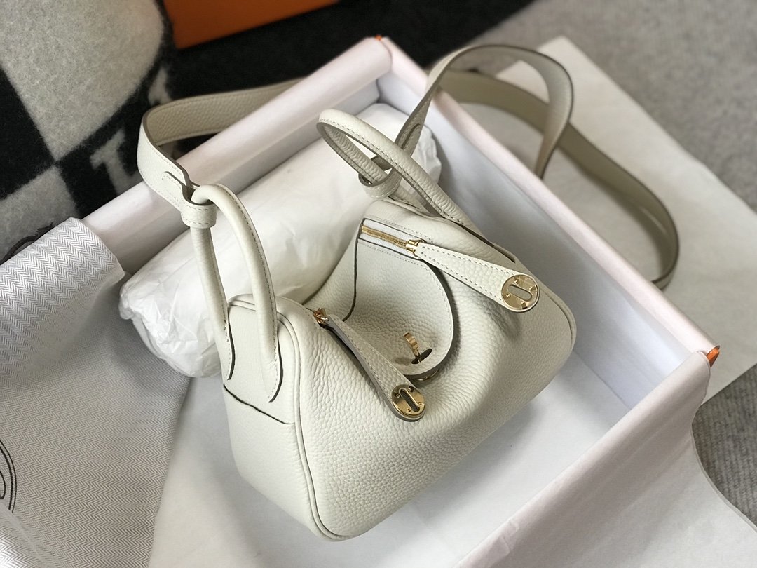 Hermes Lindy Mini Clemence Bag White For Women, Women’s Handbags, Shoulder And Crossbody Bags 7.5in/19cm