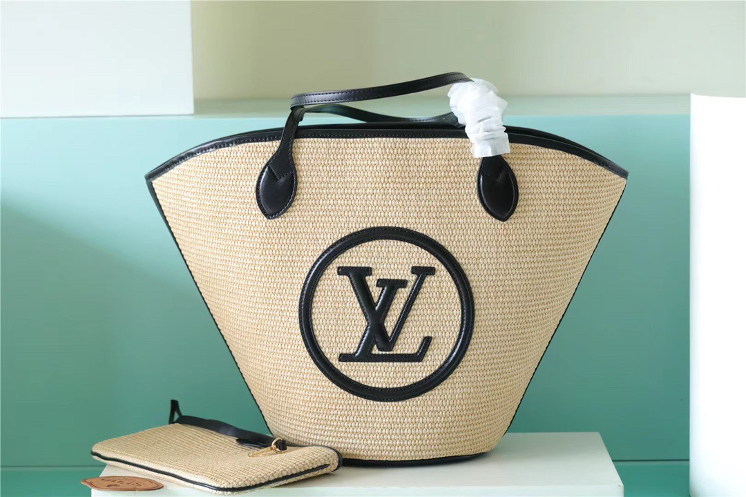 Louis Vuitton Saint Jacques Raffia Black For Women, Women’s Handbags, Shoulder And Crossbody Bags 22.4in/57cm LV M59808