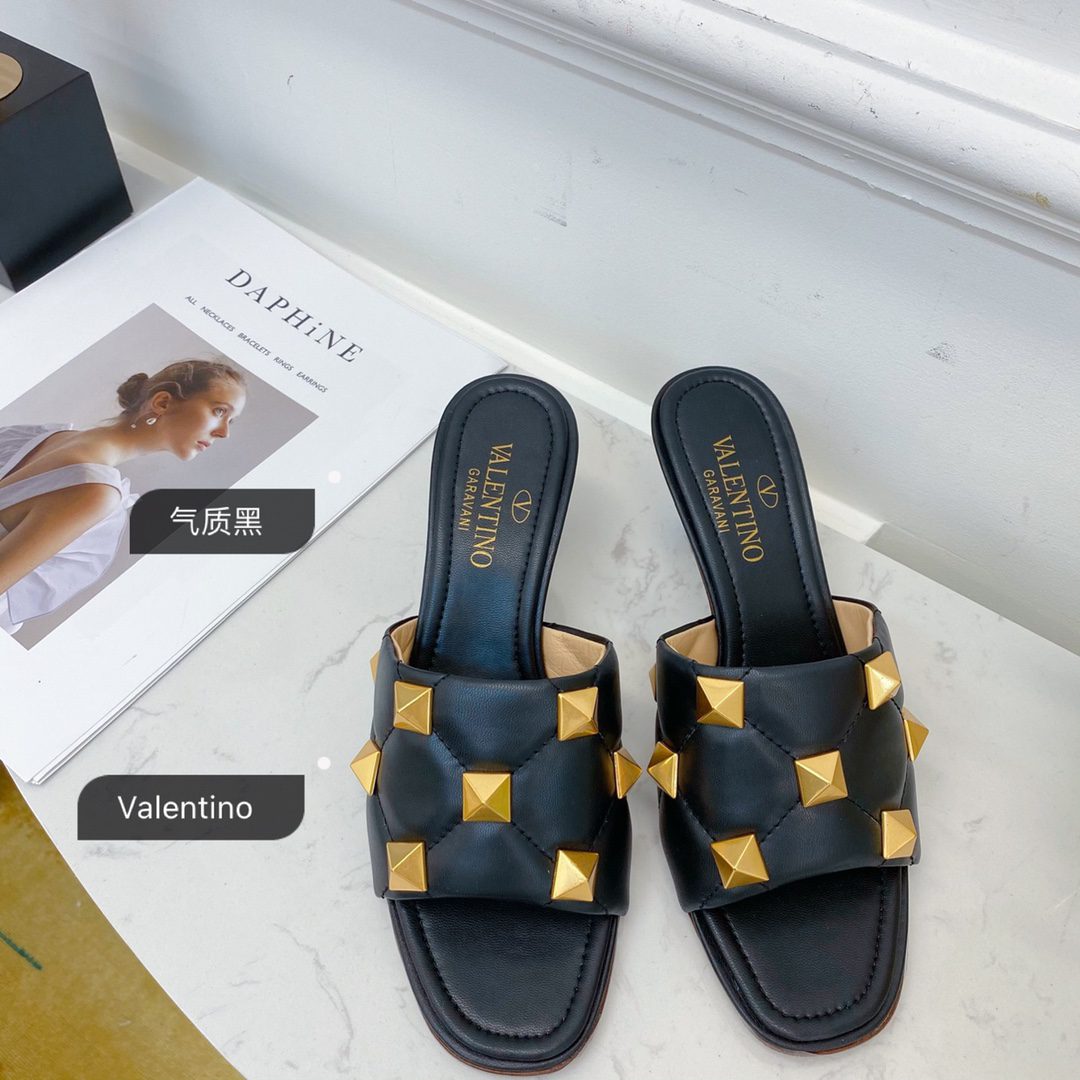 Valentino Garavani Quilted Roman Stud Heeled Sandals Black For Women XW2S0BK3 ZCG0NO