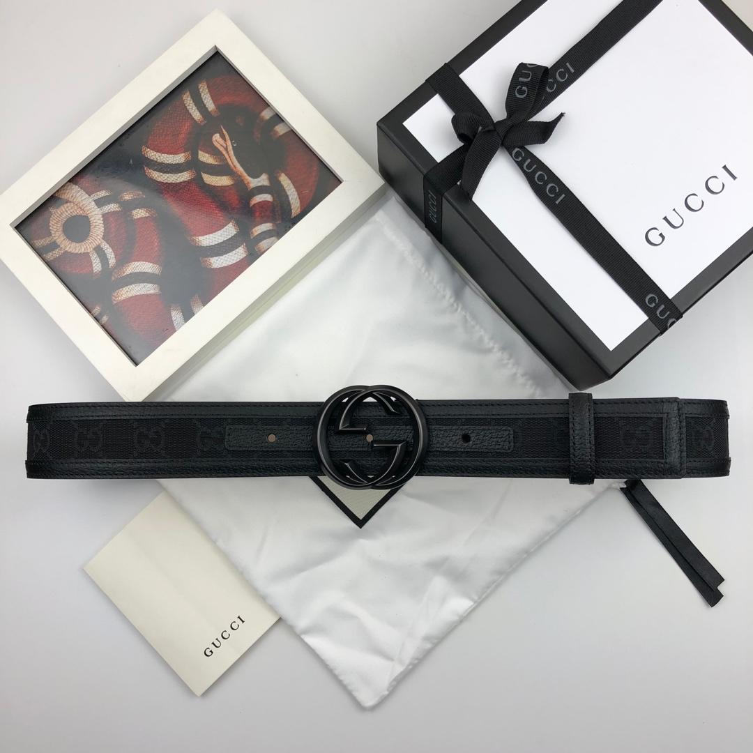 GUCCI Supreme Belt With Interlocking G Buckle Black For Women, Women Belt