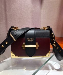 Prada Cahier Bag Dark Red For Women, Women’s Bags 7.9in/20cm