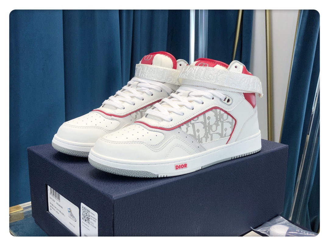 Christian Dior B27 High-Top Sneaker White/Red For Men CD