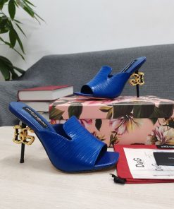 Dolce & Gabbana Lguana-Print Mules Blue For Women DG Shoes