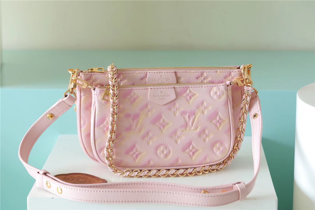 Louis Vuitton Multi Pochette Accessoires Monogram Empreinte Pink For Women, Women’s Handbags 9.4in/24cm LV M46093