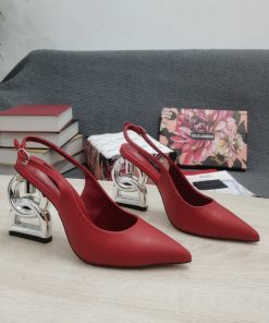 Dolce & Gabbana Satin Sandals With 3.5 Heel Red For Women DG Shoes