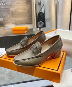 Hermes Dauphine 70 Loafer Etoupe For Women, Women’s Shoes H212091Z
