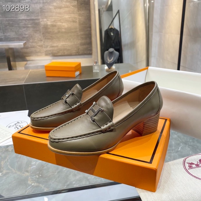 Hermes Dauphine 70 Loafer Etoupe For Women, Women’s Shoes H212091Z