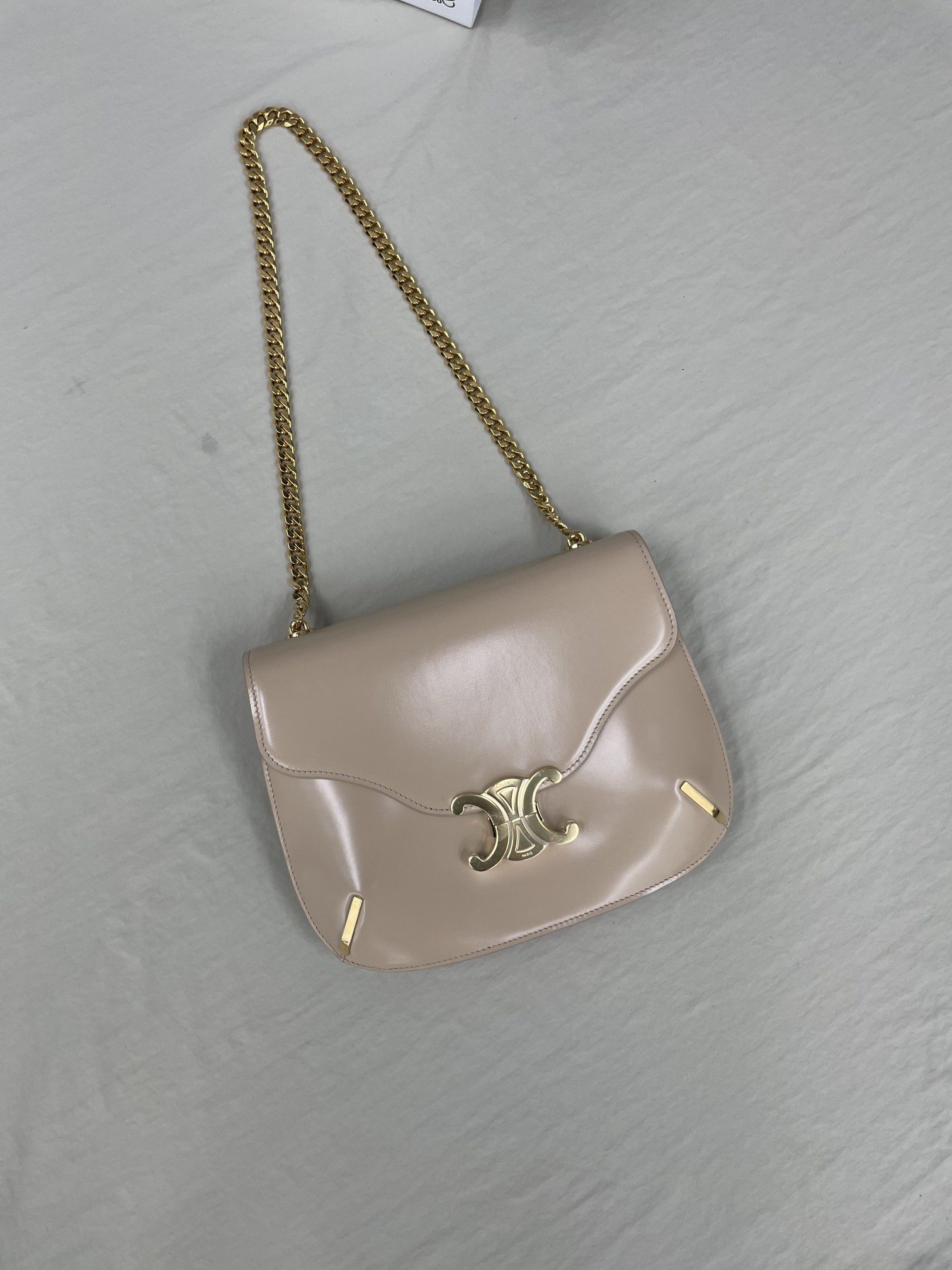 Celine Chain Besace Triomphe Nude For Women 10in/24.5cm 199273BF4.03ND