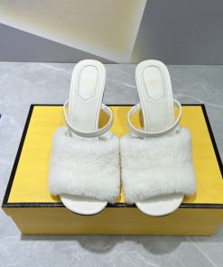 Fendi First White Sheepskin High-Heeled Sandals For Women 8R8212AHGJF0CA4