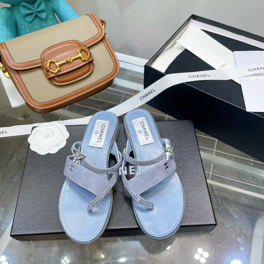 Chanel Sandals Light Blue For Women, Women’s Shoes