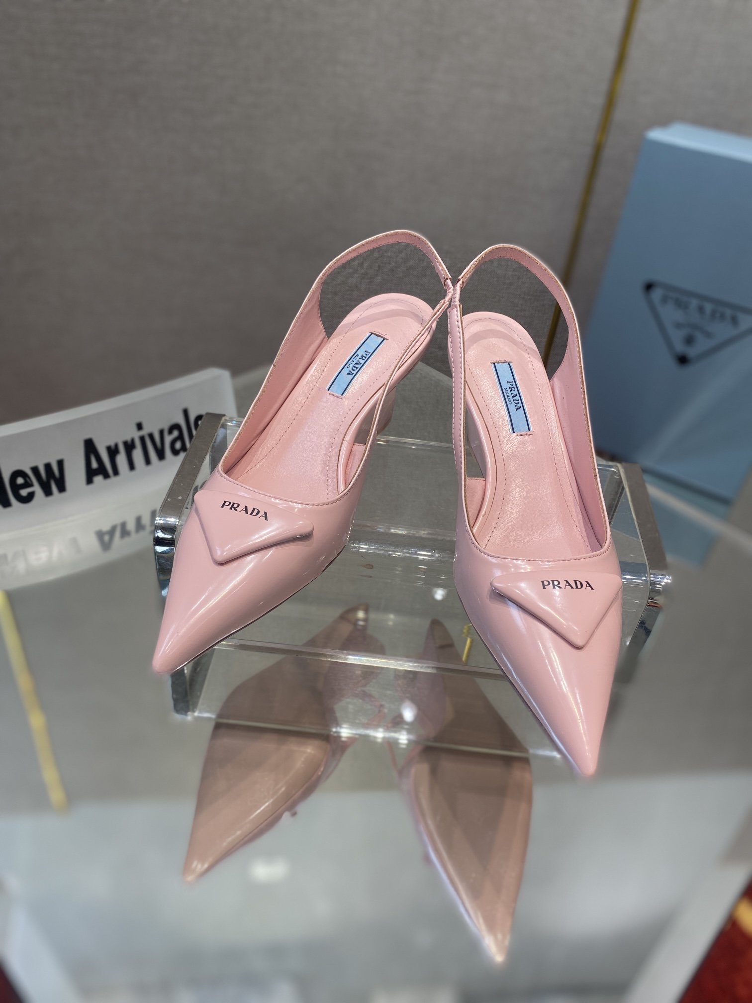 Prada Brushed Slingback Pumps Pink For Women 2.6in/65mm Prada