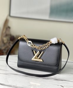 Louis Vuitton Twist MM Monogram Flower Black For Women, Women’s Handbags, Shoulder And Crossbody Bags 9.1in/23cm LV M59402