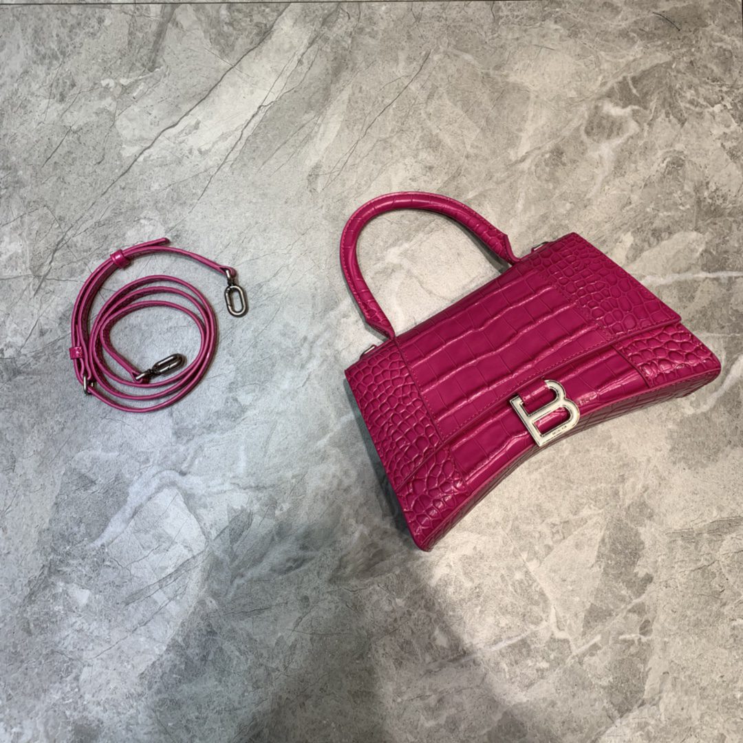 BALENCIAGA Hourglass Small Handbag In Dark Pink, For Women, Women’s Bags 9in/23cm