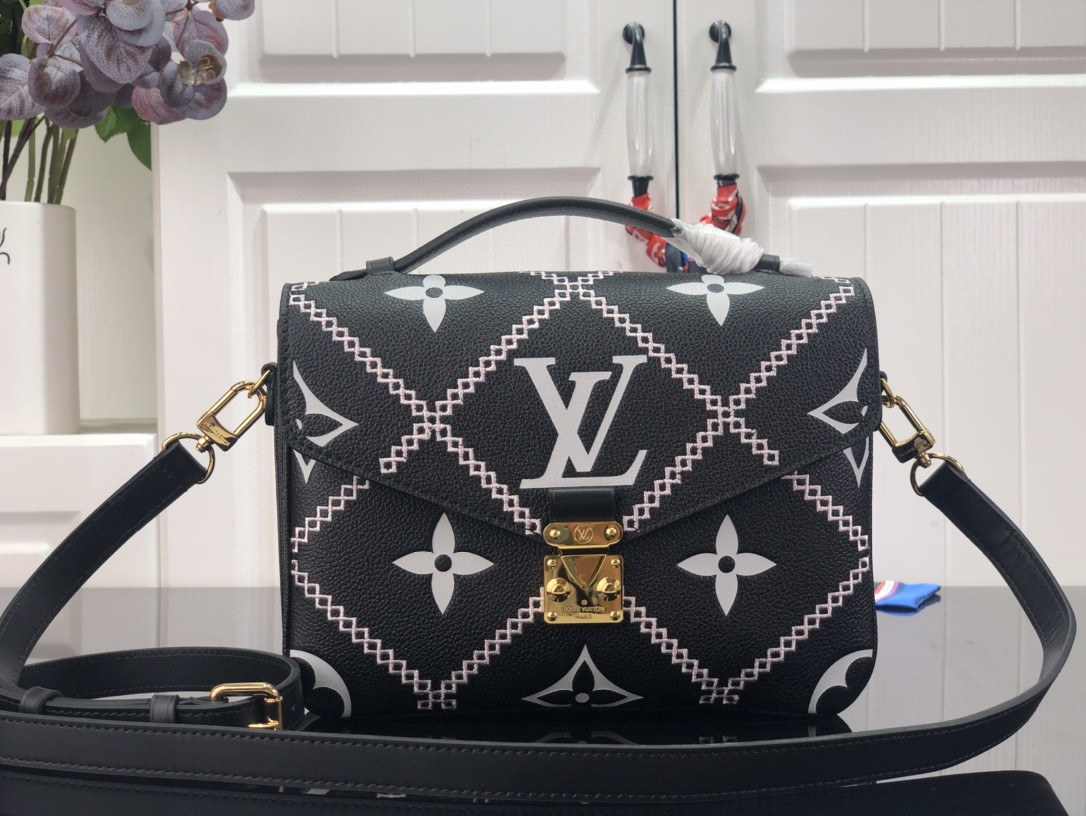 Louis Vuitton Pochette Metis Monogram Empreinte Black For Spring, Women’s Handbags, Shoulder And Crossbody Bags 9.8in/25cm LV M46028