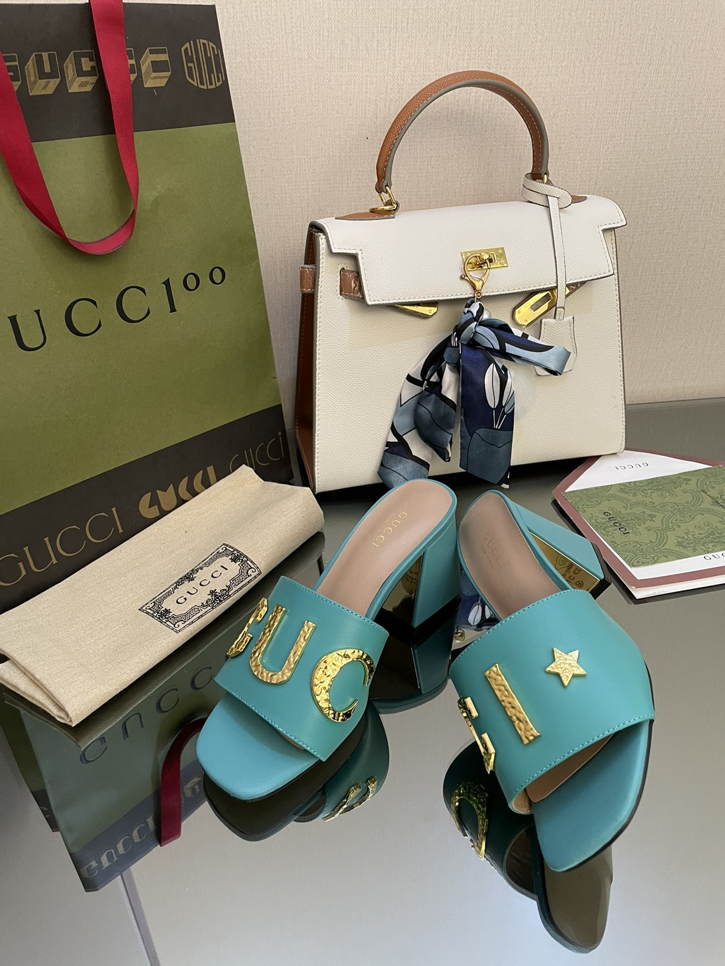 Gucci Women’s ‘GG’ Slide Sandal Jade Green For Women GG