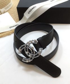 Chanel Belt With Double C Buckle Black Silver Chanel Logo Hardware Women Belt
