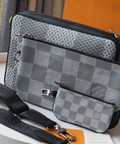 Louis Vuitton Trio Messenger Monogram Eclipse Monogram/ Eclipse Reverse For Men, Men’s Bags, Shoulder And Crossbody Bags 9.8in/25cm LV M69443
