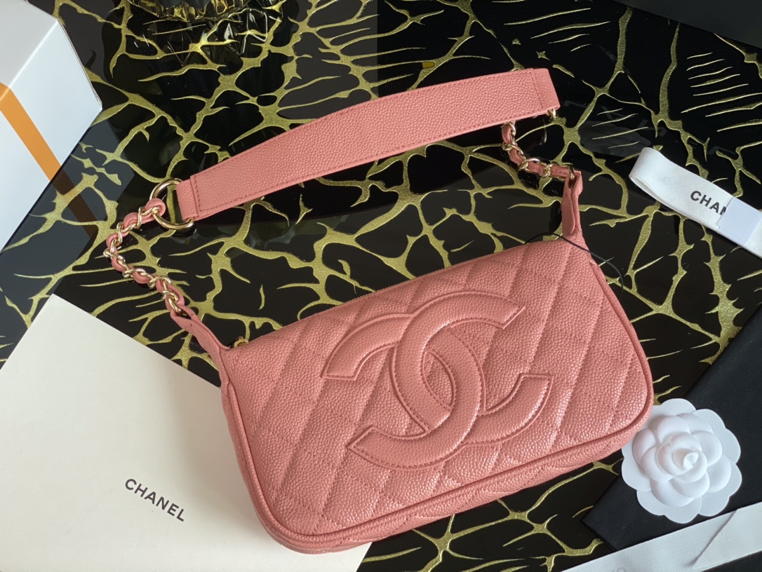 Chanel Classic Shoudlerbag Pink For Women 9.8 in / 25 cm