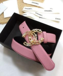 Chanel Belt With Double C Buckle Pink Gold Chanel Logo Hardware Women Belt