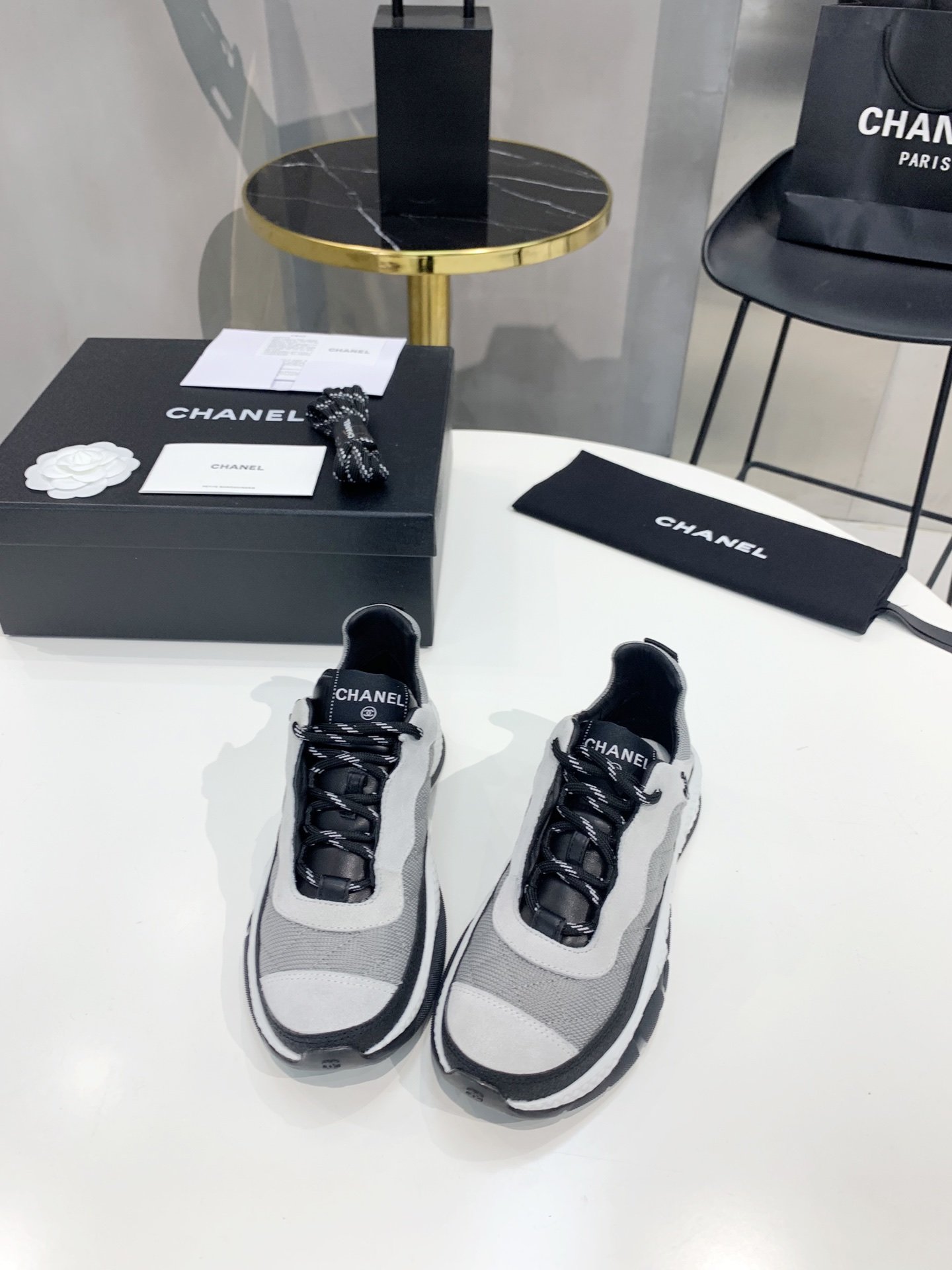 Chanel Sneakers Grey/White For Women, Women’s Shoes 0.4in/1cm G39234