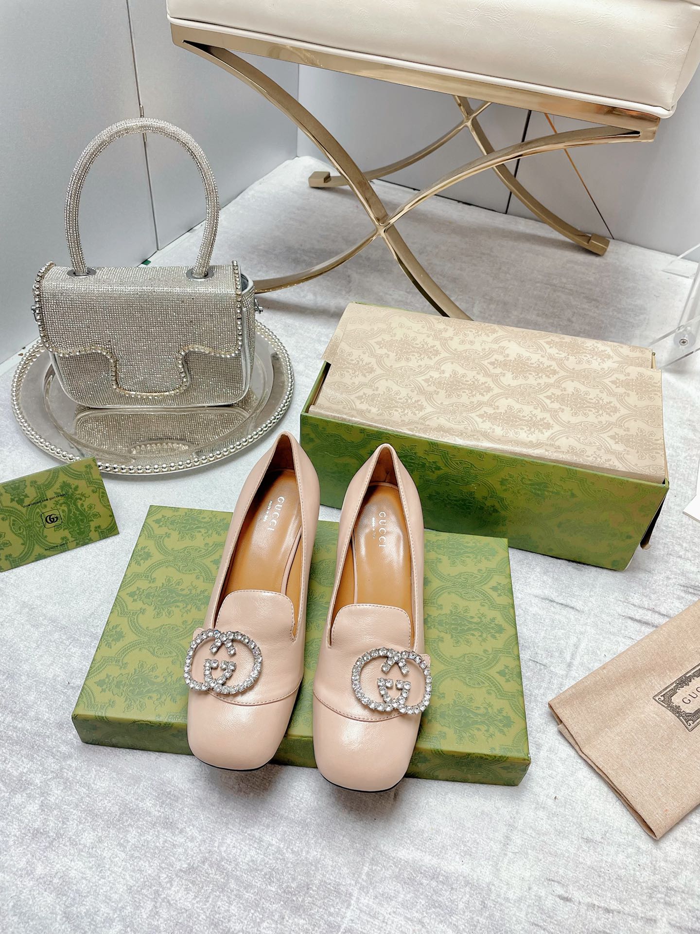 Gucci Women’s Mid-Heel Pump With Gucci Logo Beige For Women GG
