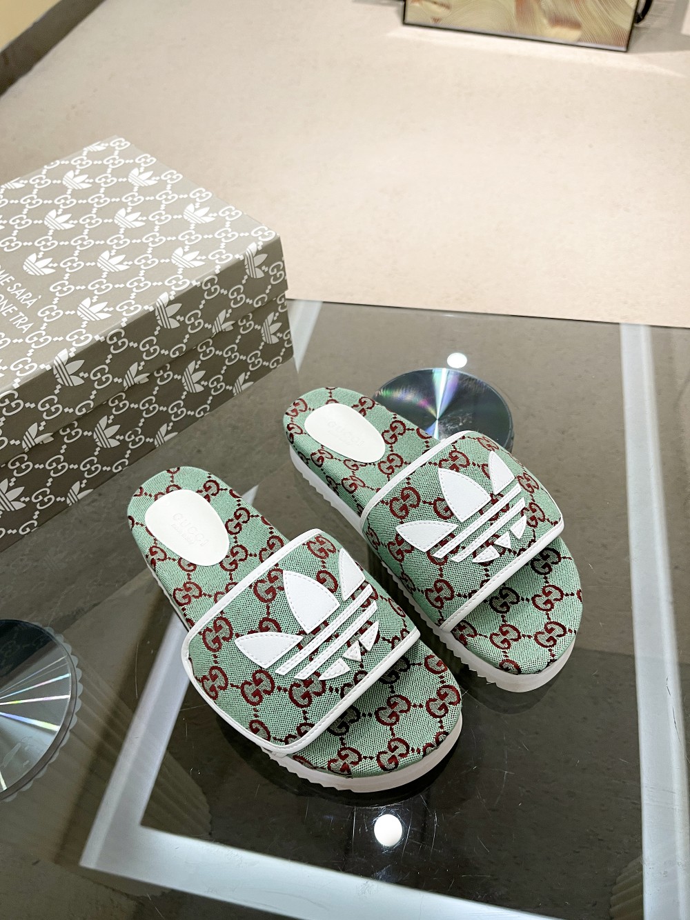 Gucci x Adidas Women’s Gucci Platform Sandal Light Grey For Women GG