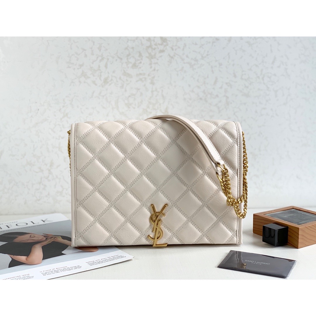 Yves Saint Laurent Becky Small Shoulder Bag White For Women 10.5in/27cm YSL