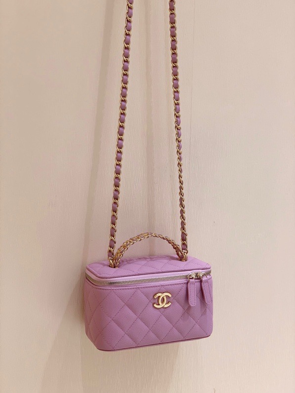 Chanel Small Vanity Case Purple For Women 6.7in/17cm AS3171