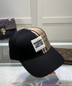 Burberry Monogram Motif Icon Stripe Cotton Baseball Cap Black