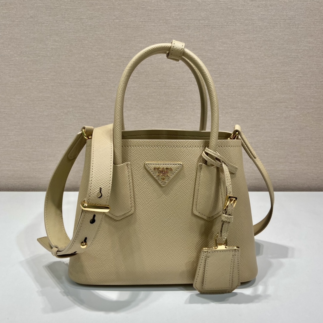 Prada Double Saffiano Mini Bag Beige For Women, Women’s Bags 9.8in/25cm 1BG443_2A4A_F0036_V_XOO